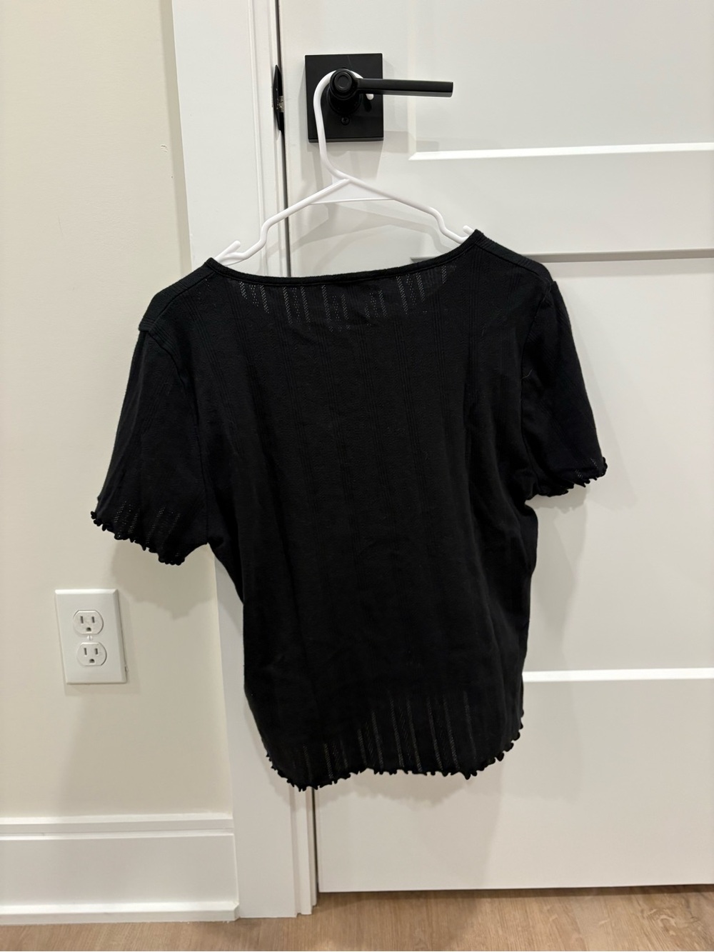 J. Crew Black Short Sleeve Button-Front Top 100%Cotton Size Medium - Picture 6 of 8